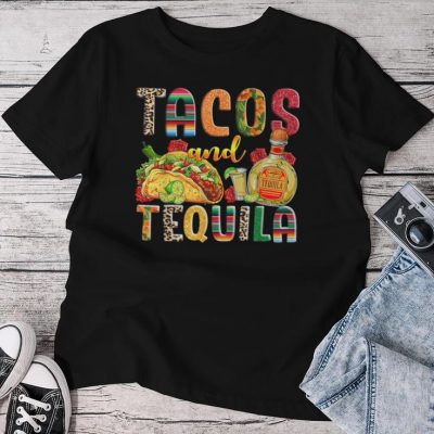 Tacos And Tequila Drinking Taco Mexican Food Lover Unisex T-shirt Cotton Tee