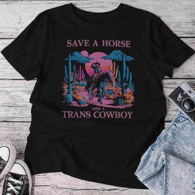 Vintage Save A Horse Ride A Trans Cowboy Trans Pride Lgbtq Unisex T-shirt Cotton Tee