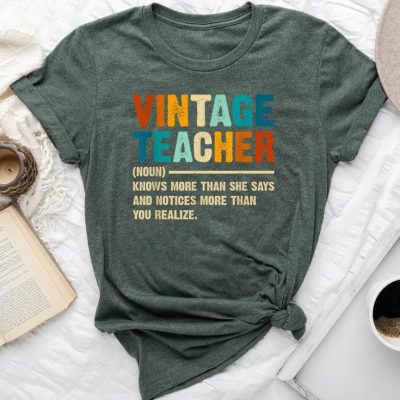 Vintage Teacher Knows More Than She Says Outfit Definition Unisex T-shirt Cotton Tee