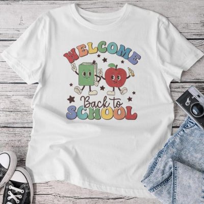 Welcome Back To School Teachers Boys Girls Happy First Day Unisex T-shirt Cotton Tee