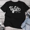 Wife Est 2024 Married Couple Vintage Matching Wedding Unisex T-shirt Cotton Tee