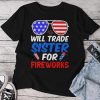 Will Trade Sister For Fireworks 4Th Of July Feminist Unisex T-shirt Cotton Tee